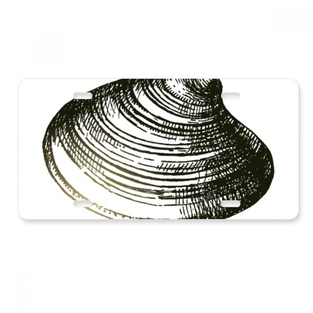 Black Marine Life Scallop Illustration License Plate Decoration Stainless Automobile Steel Tag